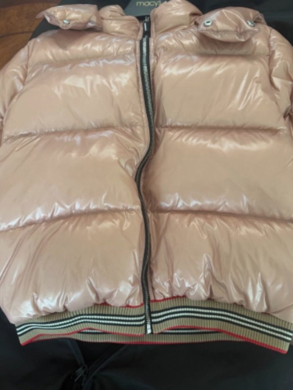 Burberry Kids Hooded Down Puffer Jacket Pink 12Y 152cm